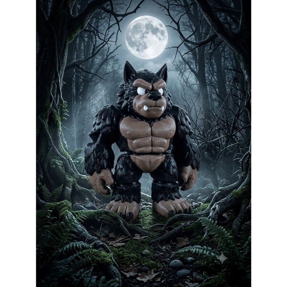 3D Printed Werewolf Figurine - Flexi Fidget Toy Halloween 5.12 inches